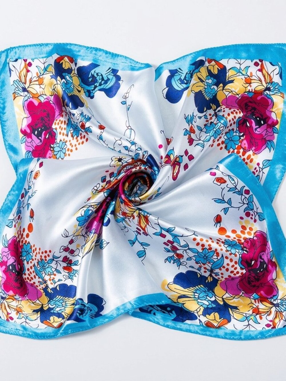 2/$30 Elegant Floral Silk-Feel Square Scarf 50x50cm Fashion Necktie & Accessory